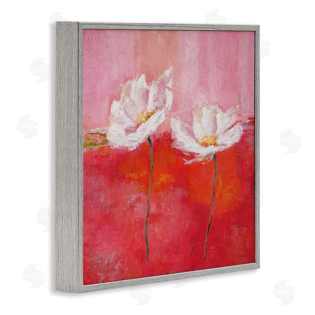 Isabelle Herbert White Daisies Abstract Red Pink Gray Framed Giclee Wall Art