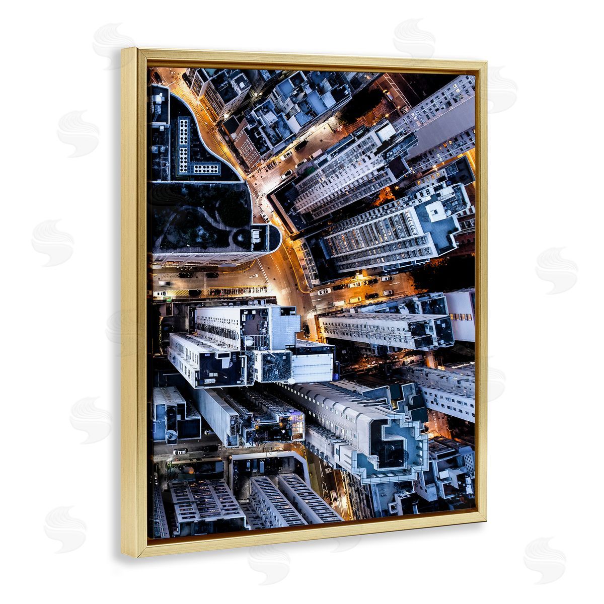 PhotoINC. Studio City Streets Aerial Building Architecture Gold Floater Frame Canvas Art