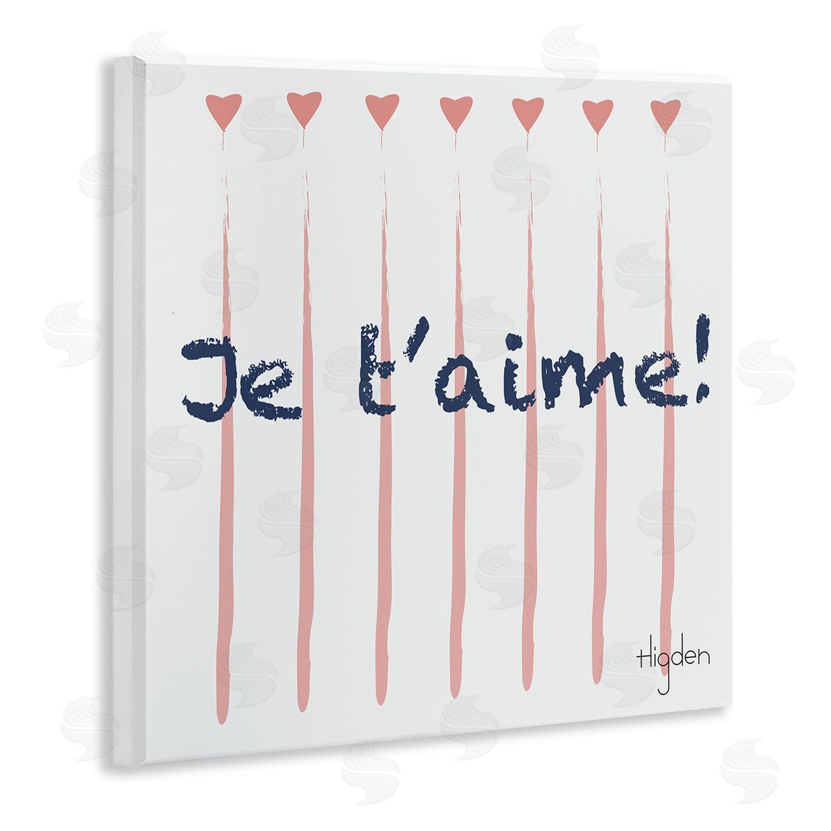 Mark Higden French Je T'aime Pink Hearts Wall Plaque Art