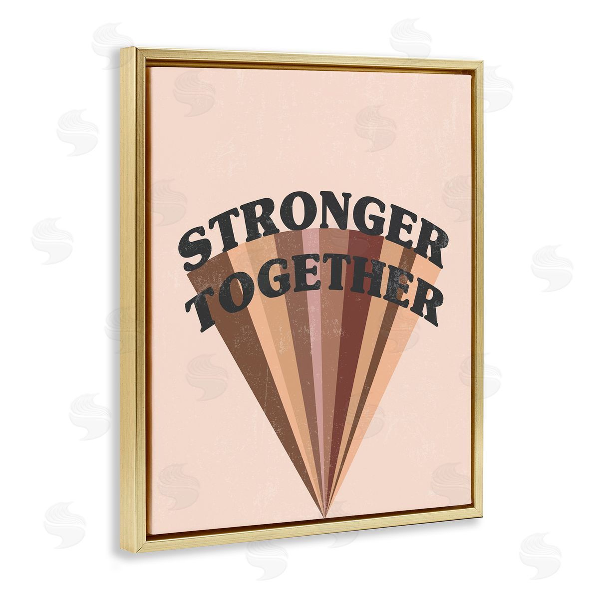 Stupell Studio Stronger Together Skin Tone Rainbow Gold Floater Frame Canvas Art