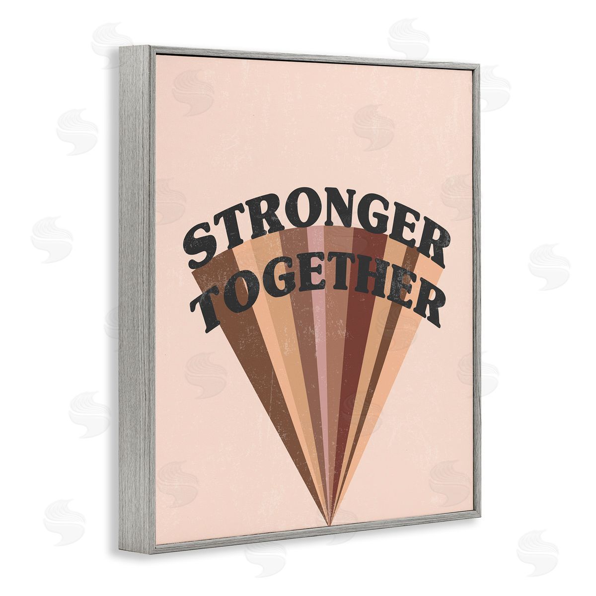 Stupell Studio Stronger Together Skin Tone Rainbow Gray Framed Giclee Wall Art