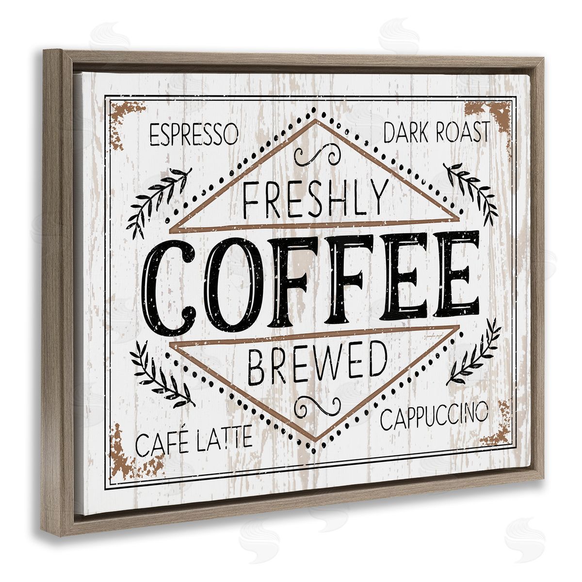 Charming Fresh Brew Coffee Brown Floating Frame Canvas Wall Art, Home Decor by Jennifer Pugh
