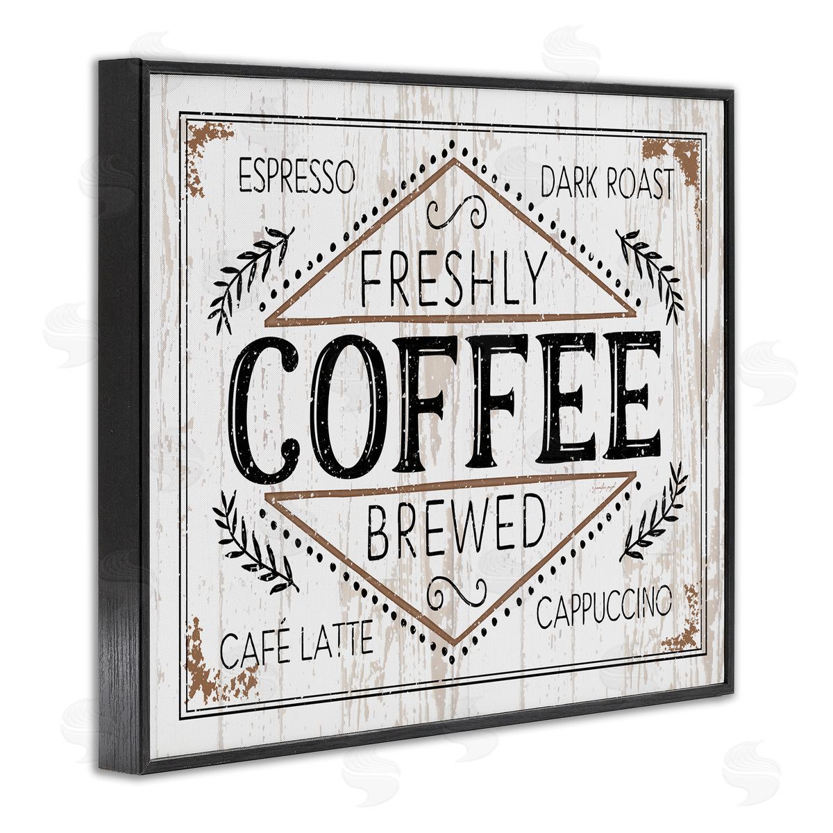 Charming Fresh Brew Coffee Black Frame Print Wall Art, Home Decor by Jennifer Pugh