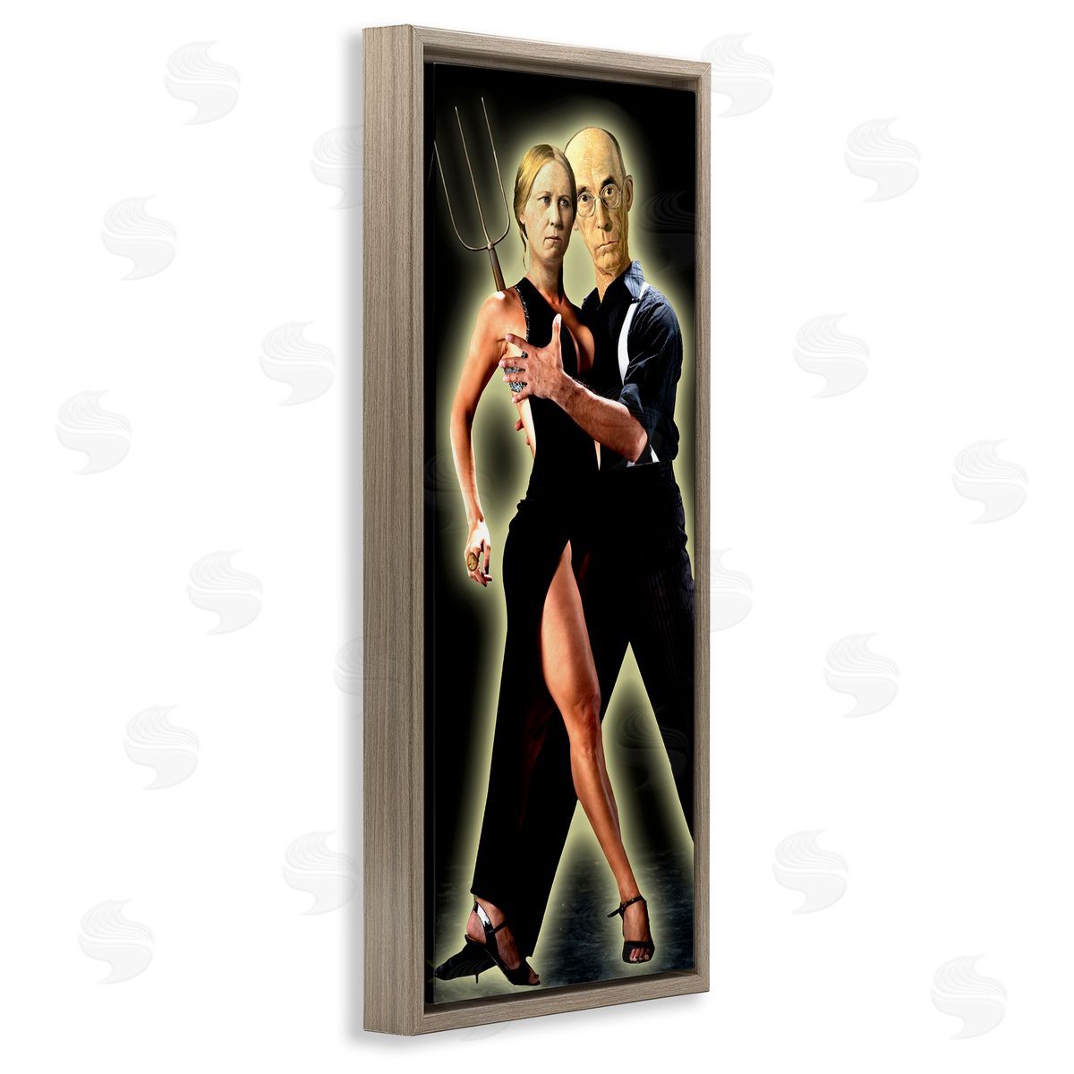 Barry Kite Sultry American Gothic Dance Parody Brown Floater Frame Canvas Art