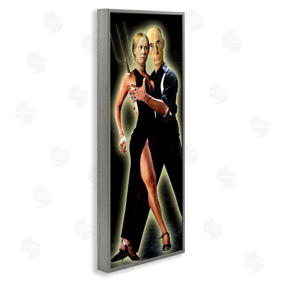 Barry Kite Sultry American Gothic Dance Parody Gray Framed Giclee Wall Art