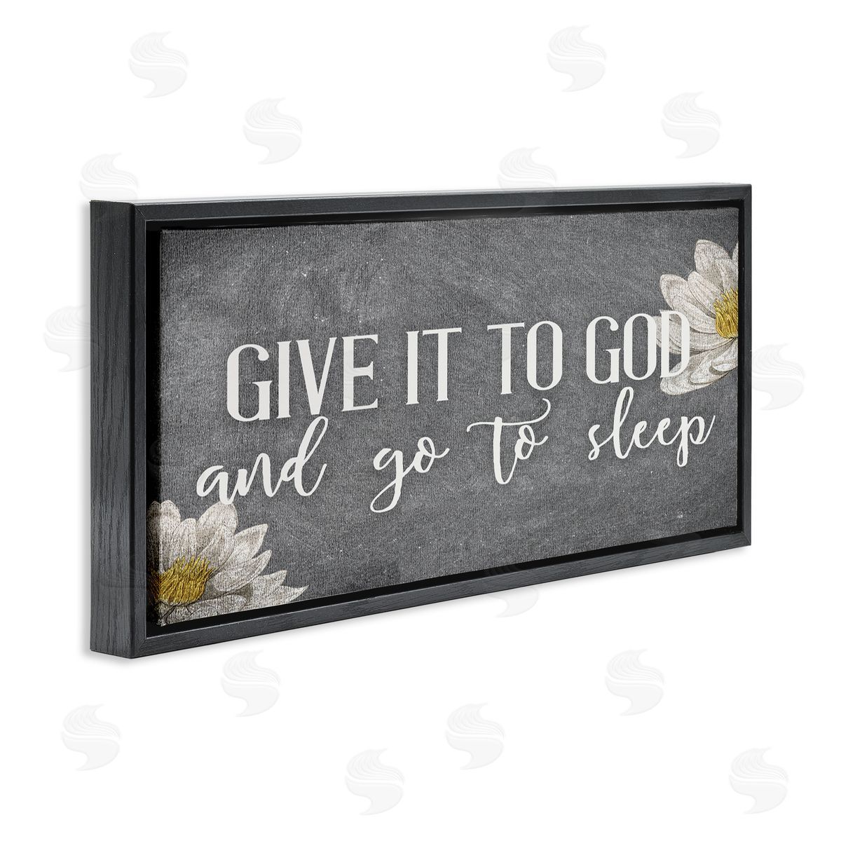 Give It to God Grey Phrase Black Floating Frame Canvas Wall Art, Home Decor by Kim Allen