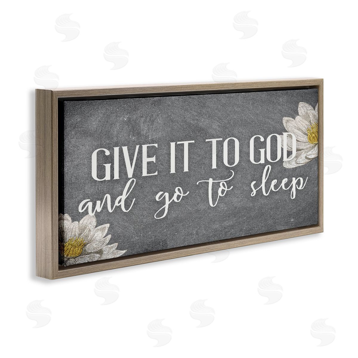 Give It to God Grey Phrase Brown Floating Frame Canvas Wall Art, Home Decor by Kim Allen