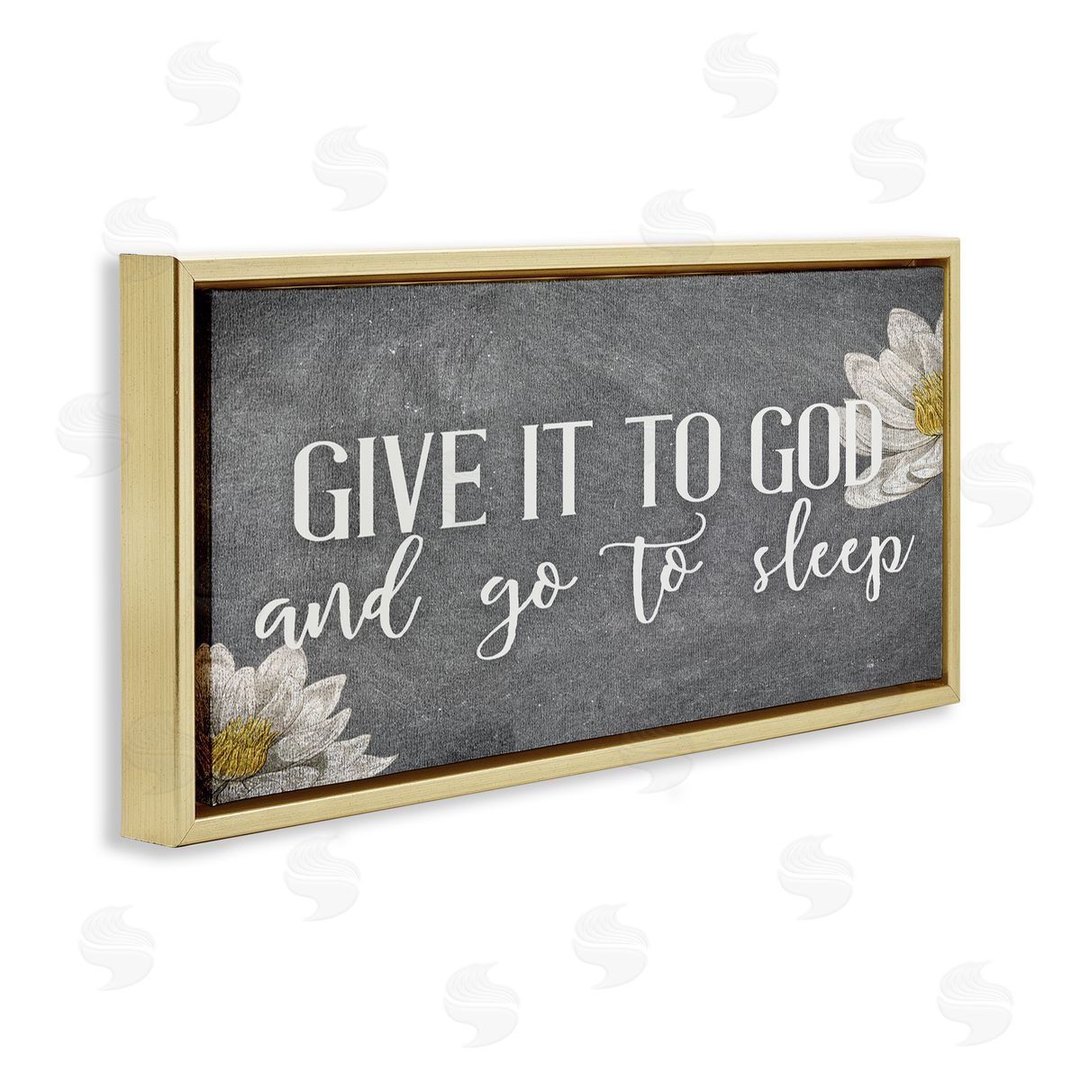 Give It to God Grey Phrase Gold Floating Frame Canvas Wall Art, Home Decor by Kim Allen