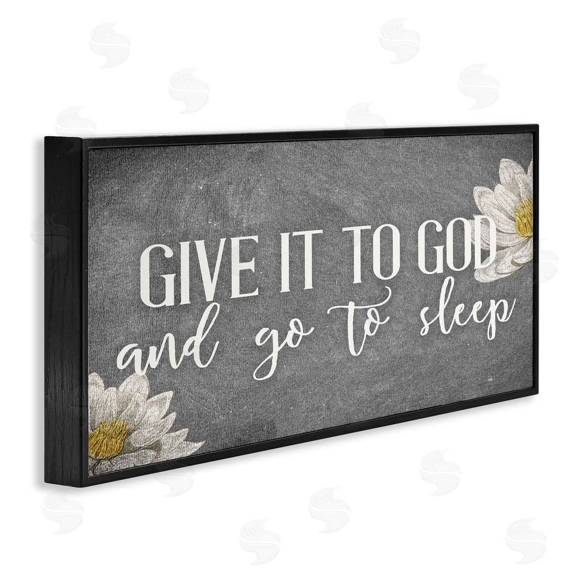 Give It to God Grey Phrase Black Frame Print Wall Art, Home Decor by Kim Allen