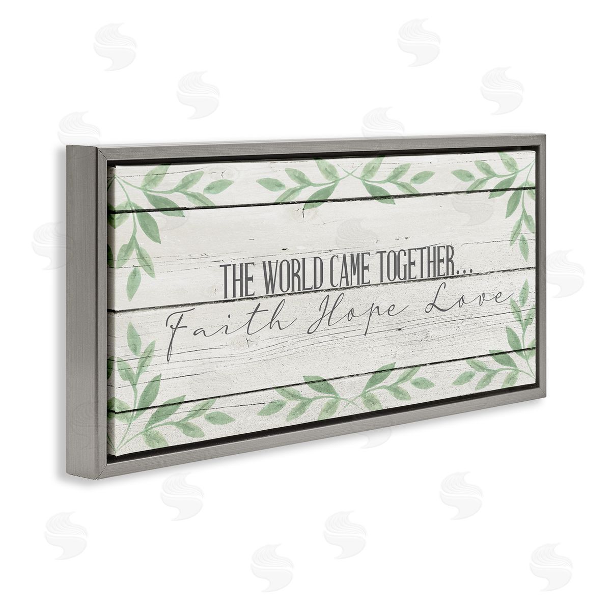 Kim Allen Rustic Inspirational The World Came Together Gray Floater Frame Canvas Art