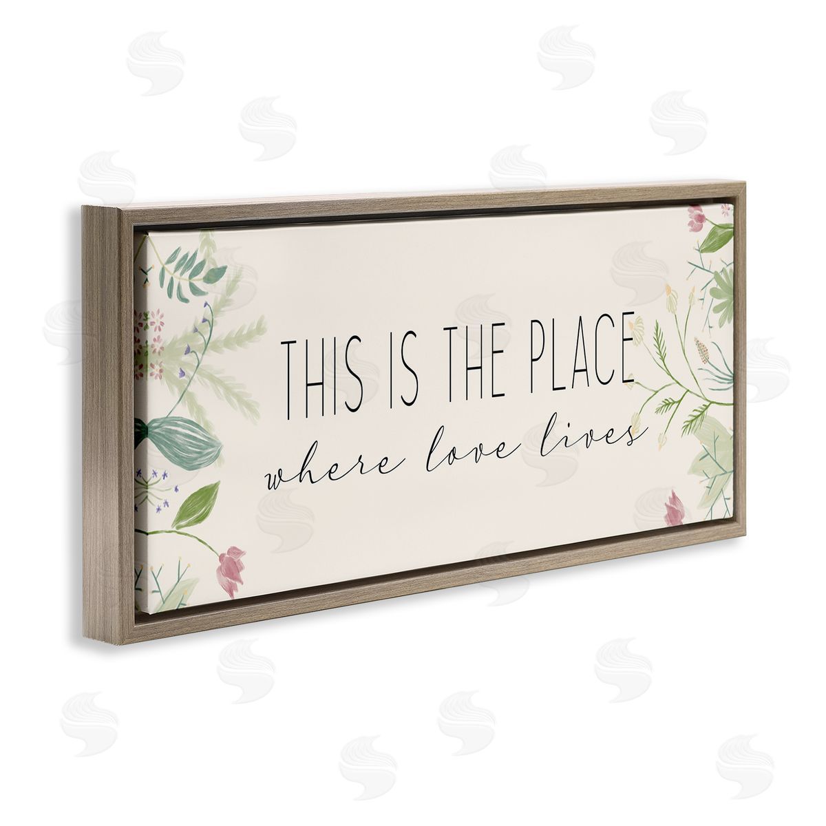 Kim Allen Where Love Lives Floral Charm Brown Floater Frame Canvas Art