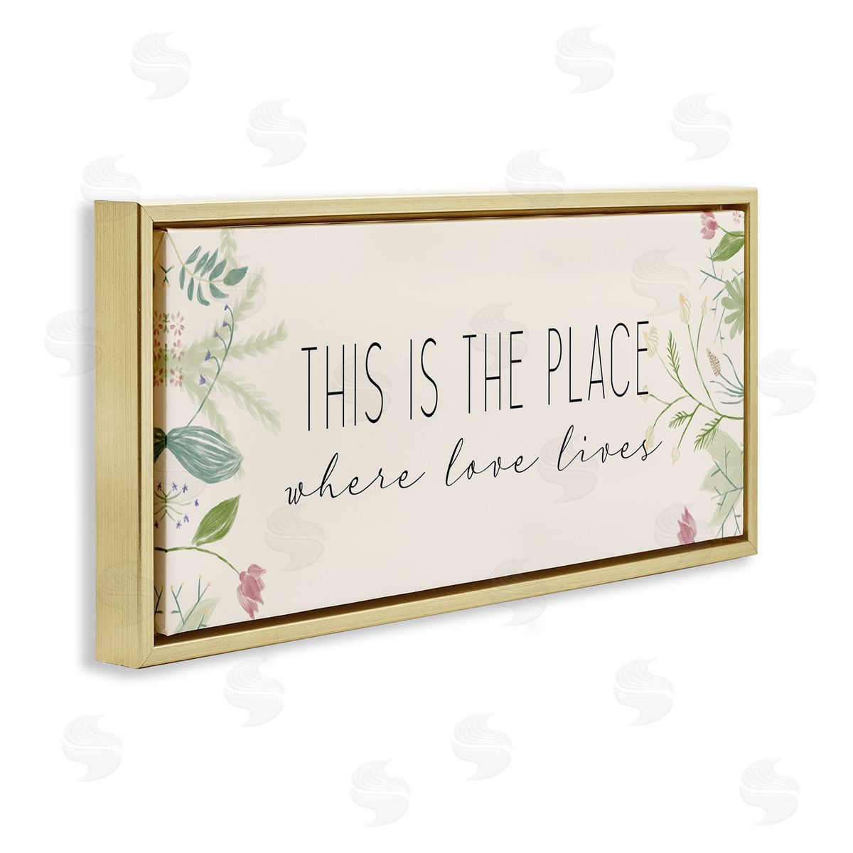 Kim Allen Where Love Lives Floral Charm Gold Floater Frame Canvas Art