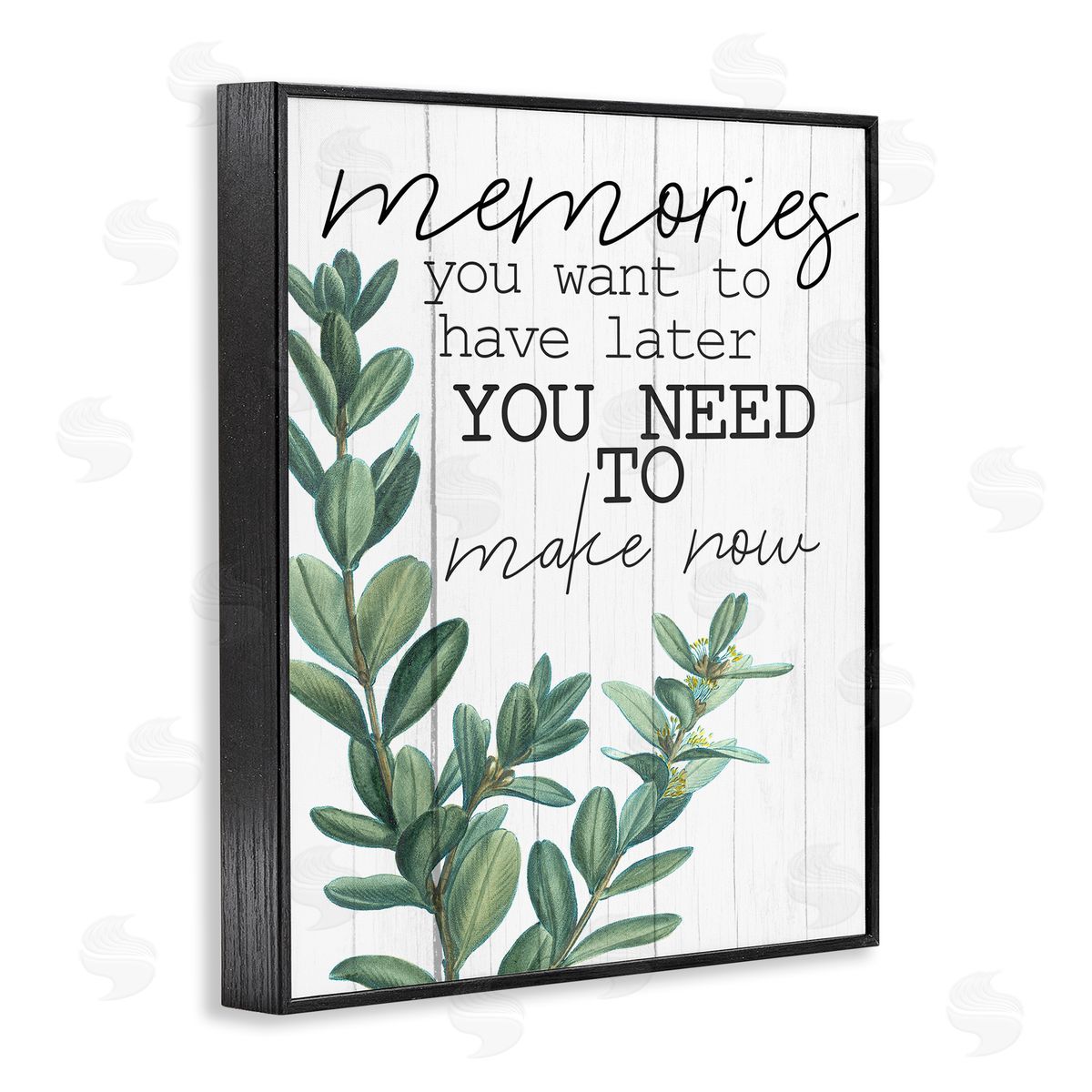 Kim Allen Make Memories Now Rustic Green Plant Black Framed Giclee Wall Art