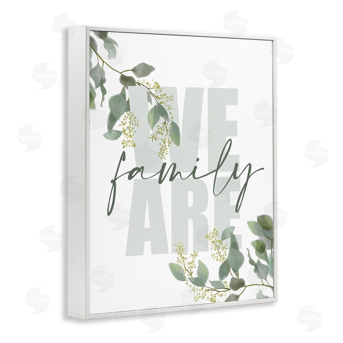 Kim Allen We Are Family Peaceful Green Florals White Framed Giclee Wall Art