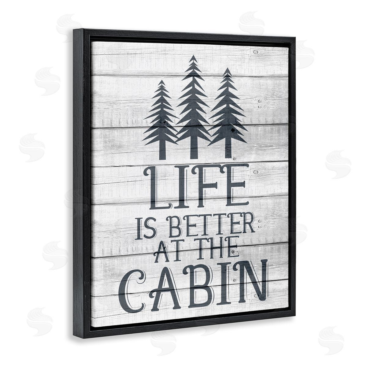 Kim Allen Life's Better At Cabin Rural Forest Black Floater Frame Canvas Art