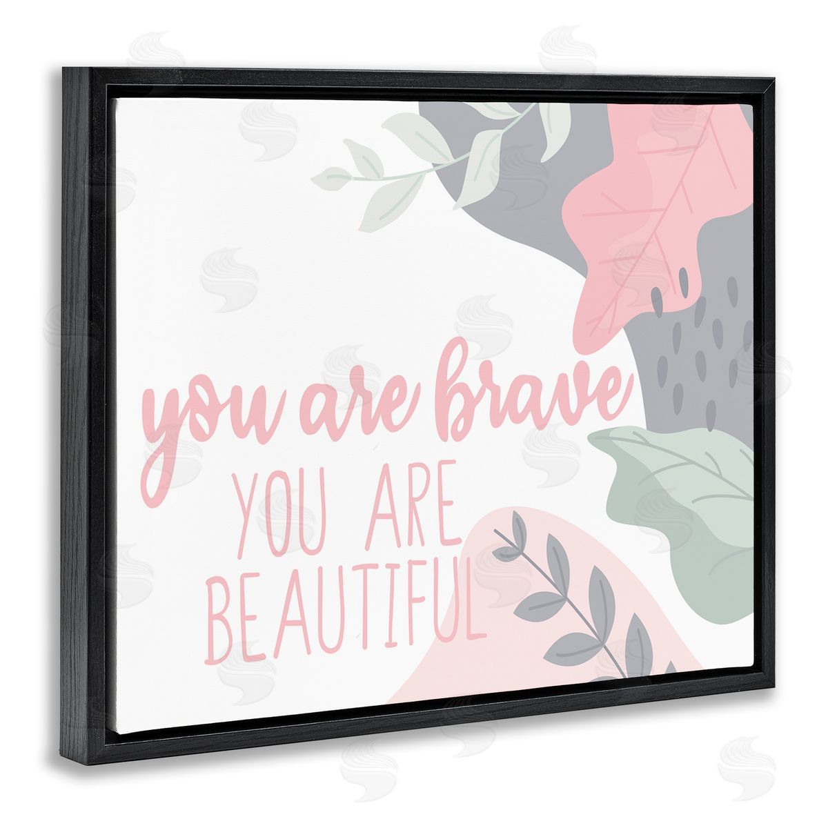 Kim Allen You Are Brave Inspirational Pink Nature Black Floater Frame Canvas Art