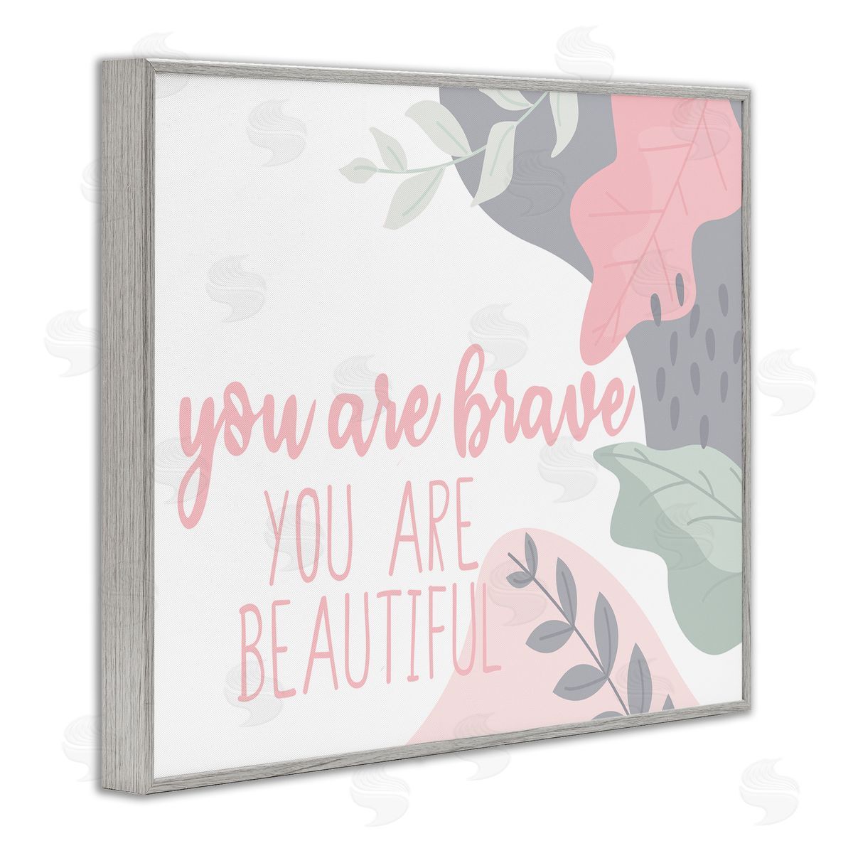 Kim Allen You Are Brave Inspirational Pink Nature Gray Framed Giclee Wall Art
