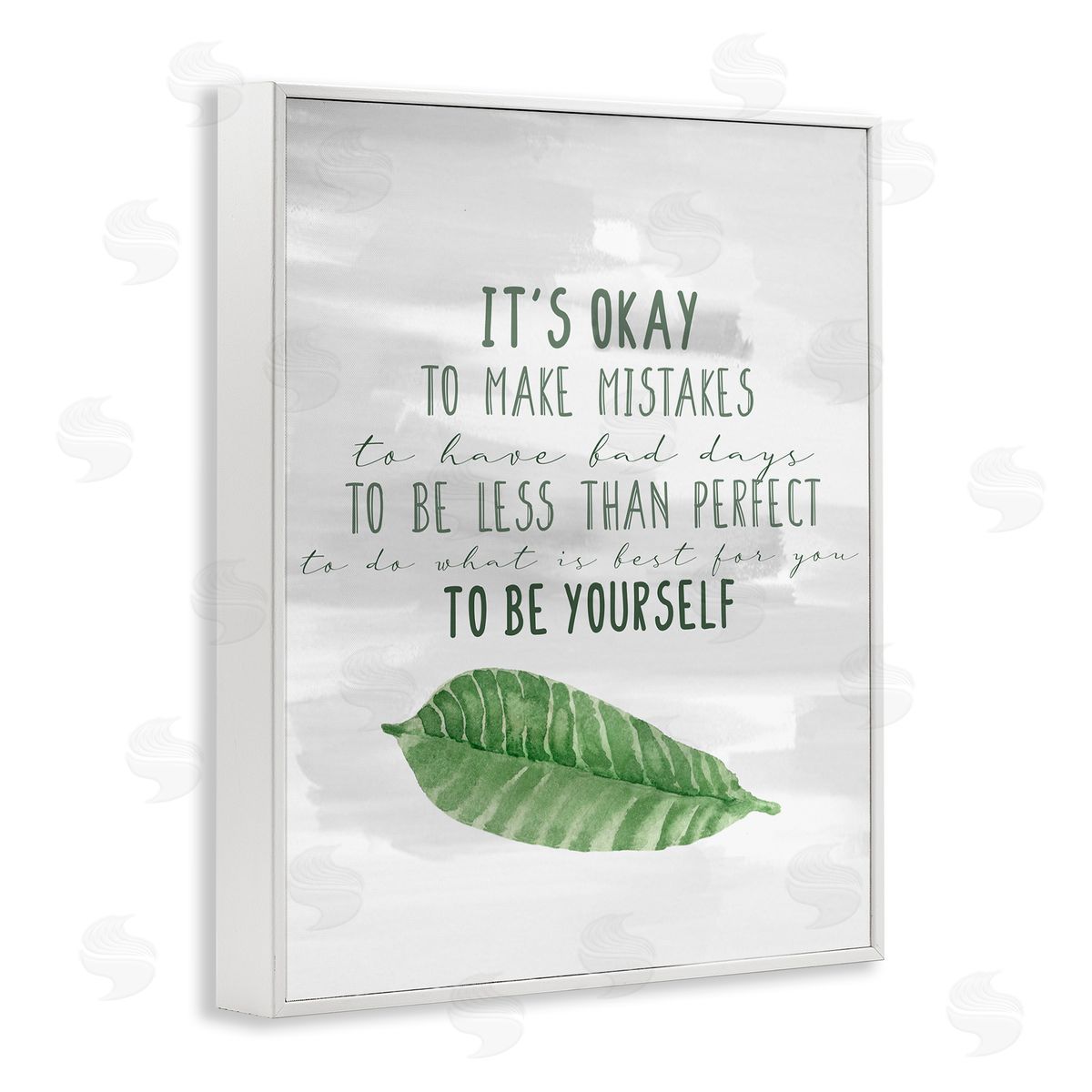 Kim Allen Motivational Okay to Make Mistakes Leaf White Framed Giclee Wall Art