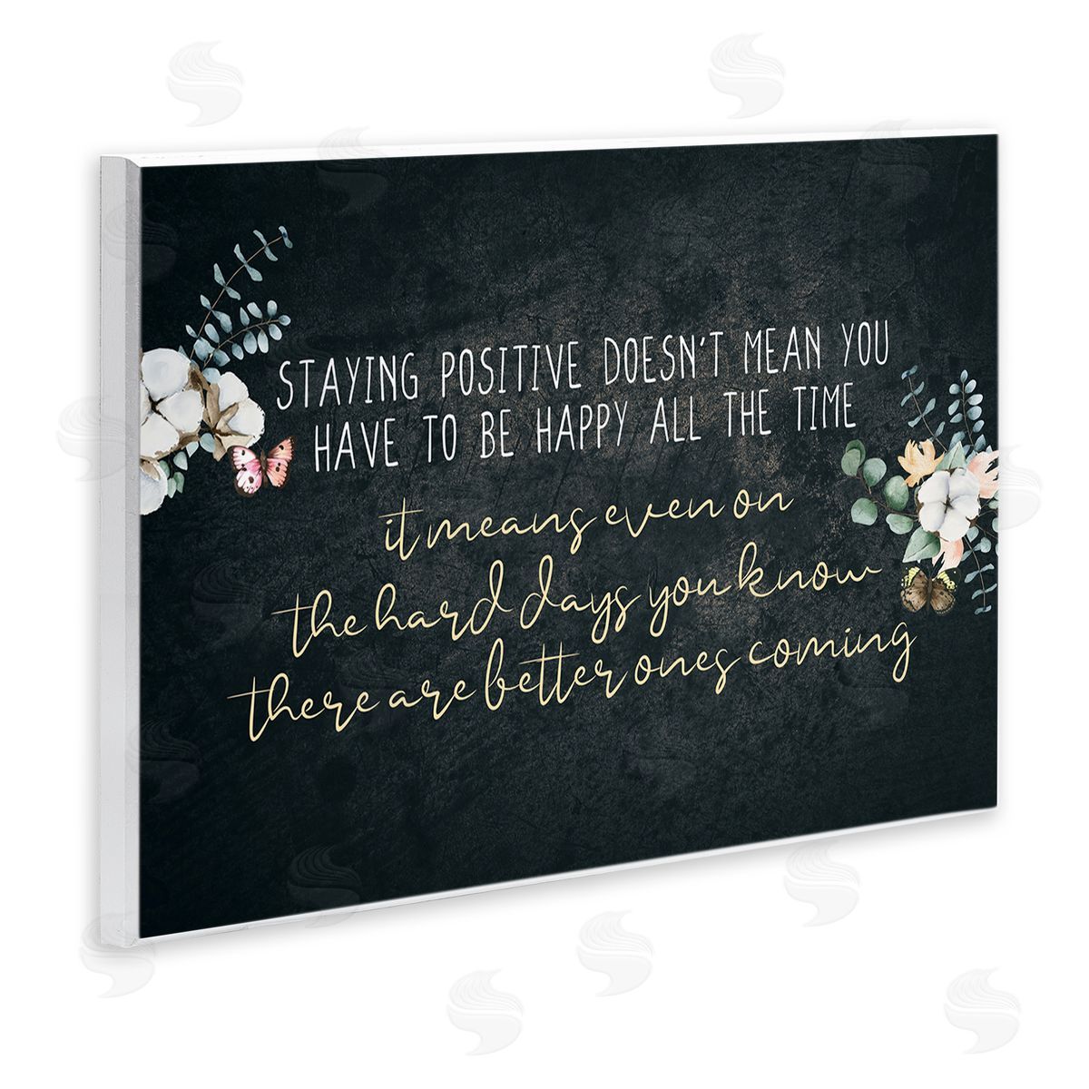 Kim Allen Motivational Distressed Stay Positive Florals Wall Plaque Art