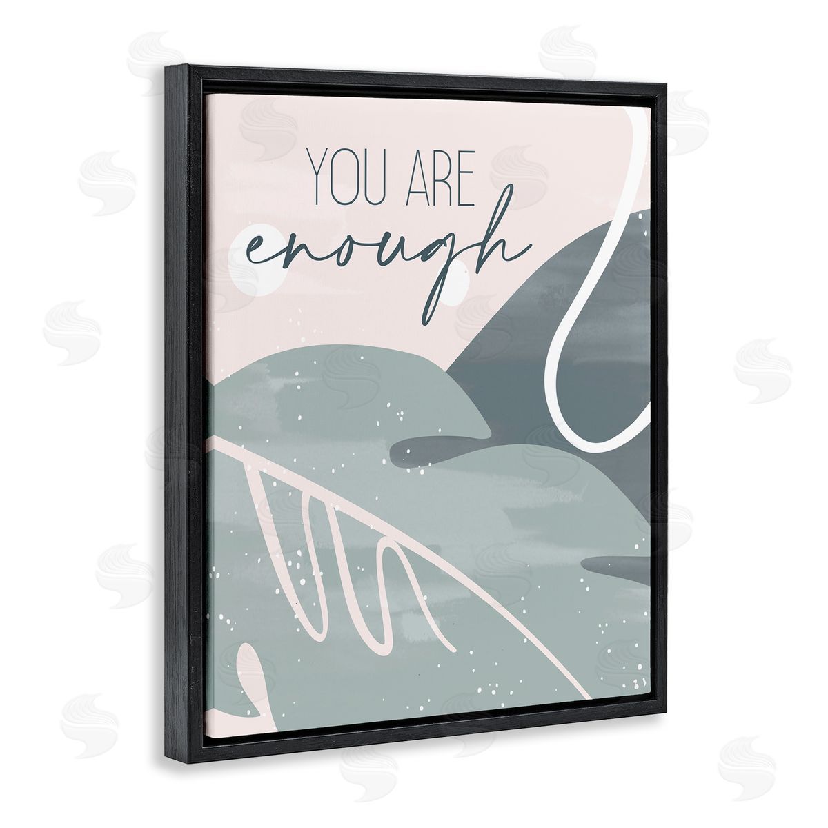 You Are Enough Phrase Black Floating Frame Canvas Wall Art, Home Decor by Kim Allen