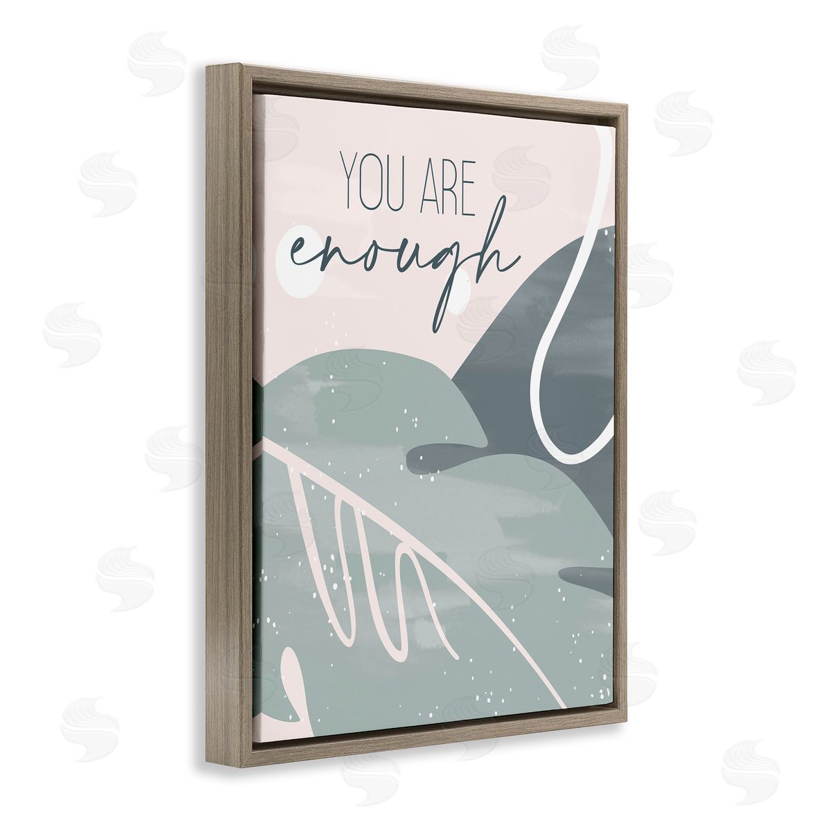 You Are Enough Phrase Brown Floating Frame Canvas Wall Art, Home Decor by Kim Allen