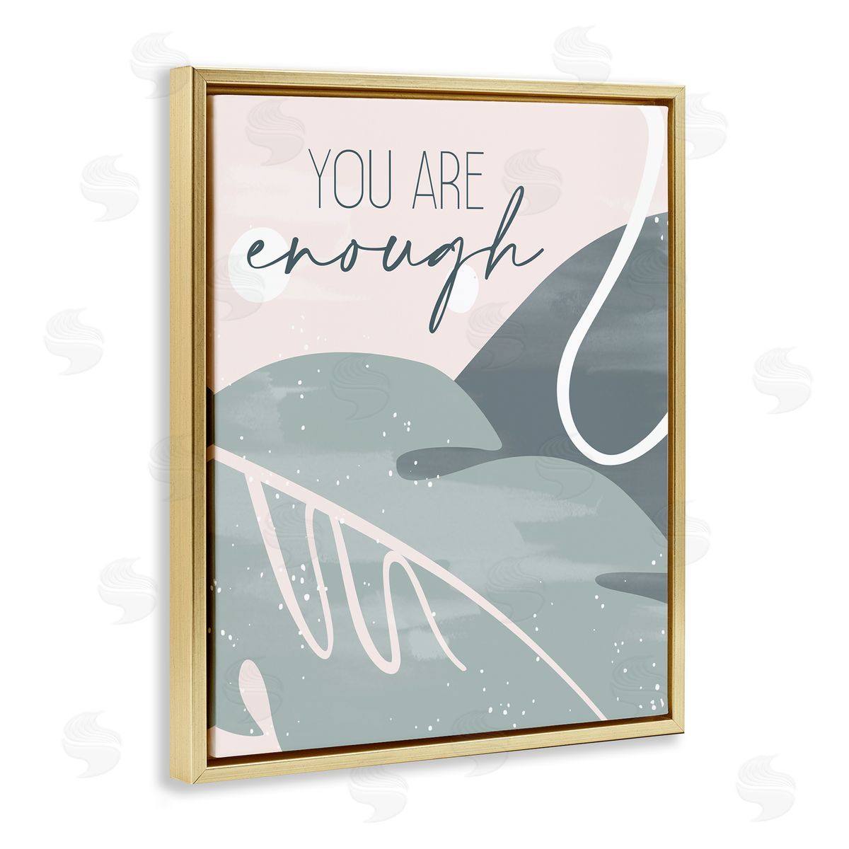 You Are Enough Phrase Gold Floating Frame Canvas Wall Art, Home Decor by Kim Allen
