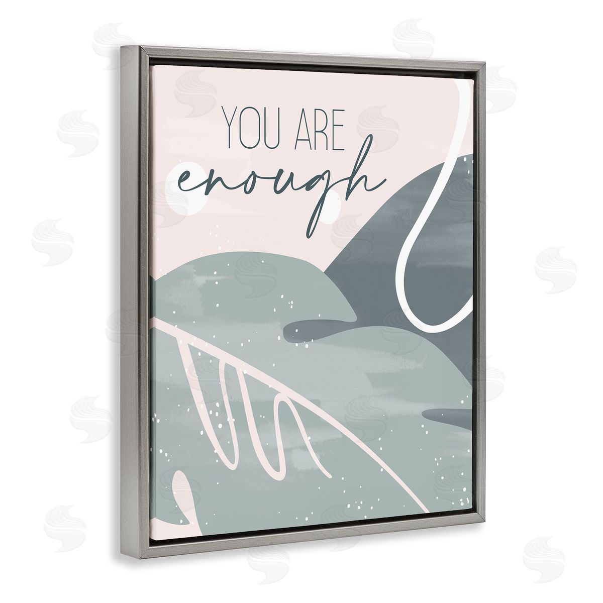 You Are Enough Phrase Grey Floating Frame Canvas Wall Art, Home Decor by Kim Allen