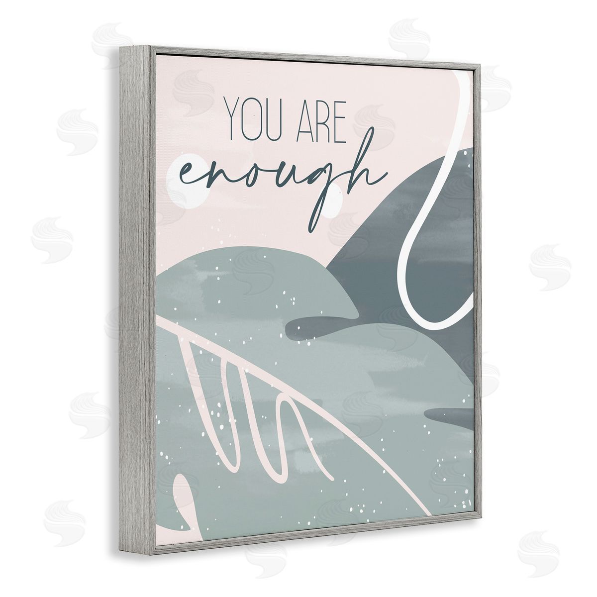 You Are Enough Phrase Grey Frame Print Wall Art, Home Decor by Kim Allen