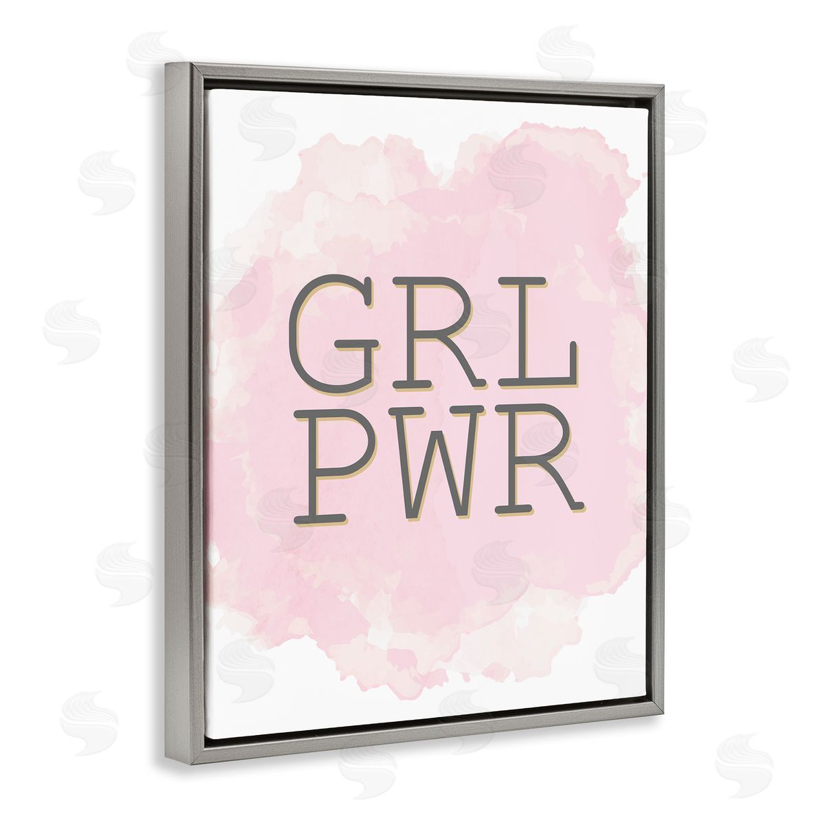 Kim Allen Girl Power Abbreviated Text Abstract Pink Gray Floater Frame Canvas Art