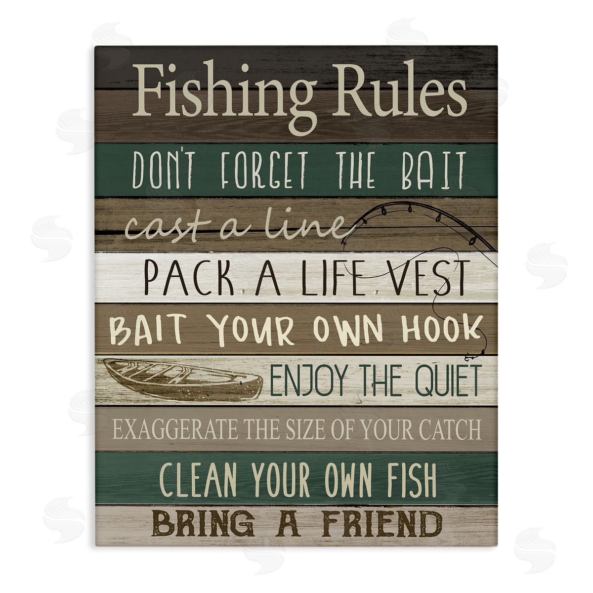 Kim Allen Rustic Fishing Rules Sign Canvas Wall Art