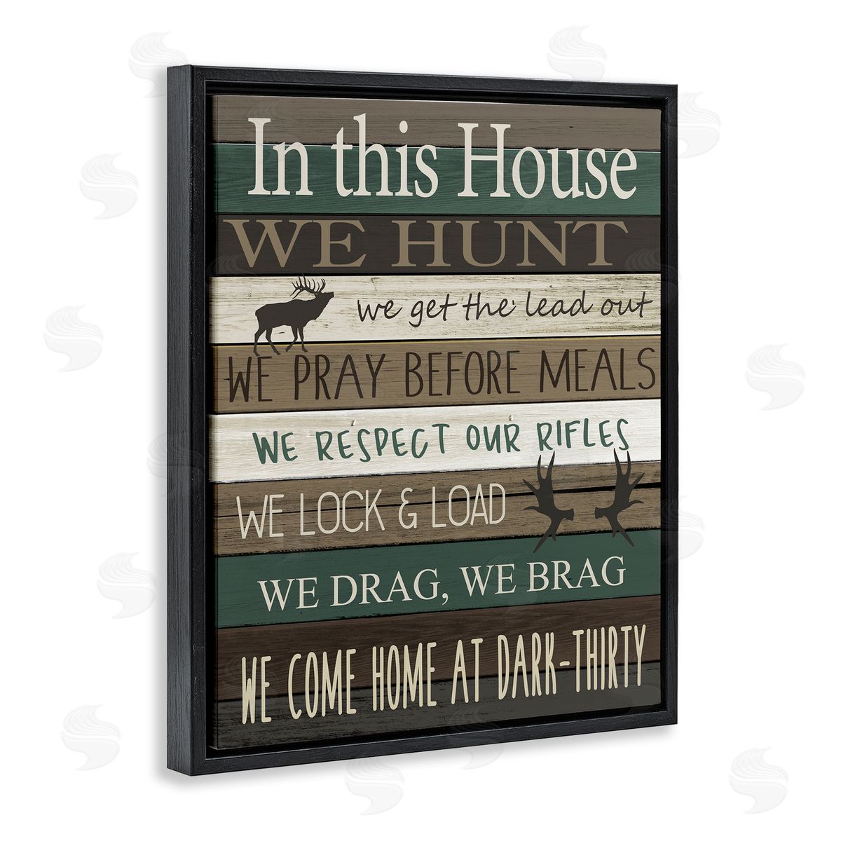 Kim Allen Rustic Family House Rules Black Floater Frame Canvas Art