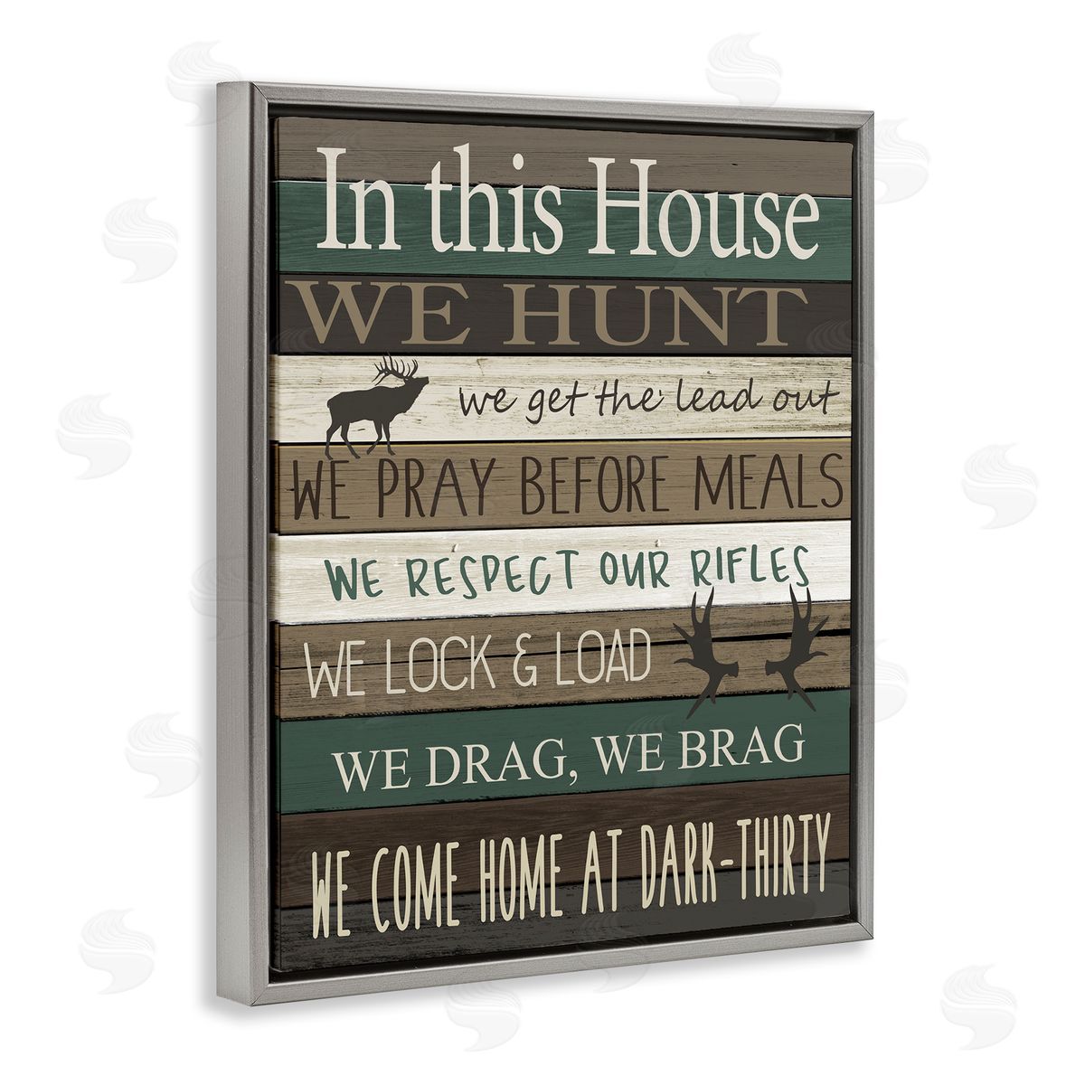 Kim Allen Rustic Family House Rules Gray Floater Frame Canvas Art