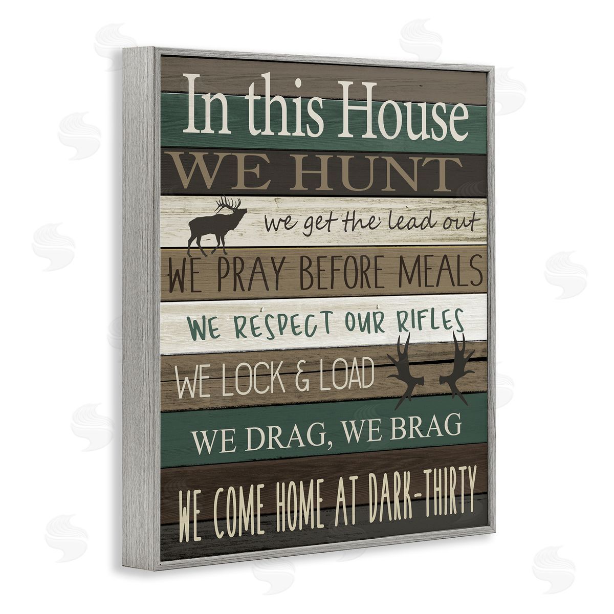 Kim Allen Rustic Family House Rules Gray Framed Giclee Wall Art