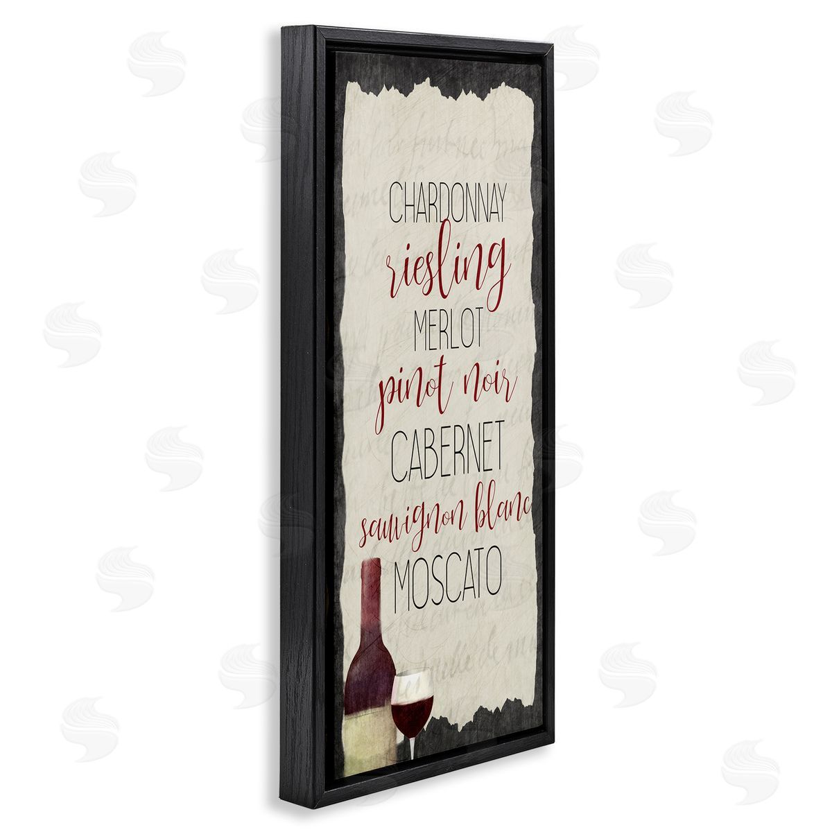 Country Kitchen Wine List Black Floating Frame Canvas Wall Art, Home Decor by Kim Allen