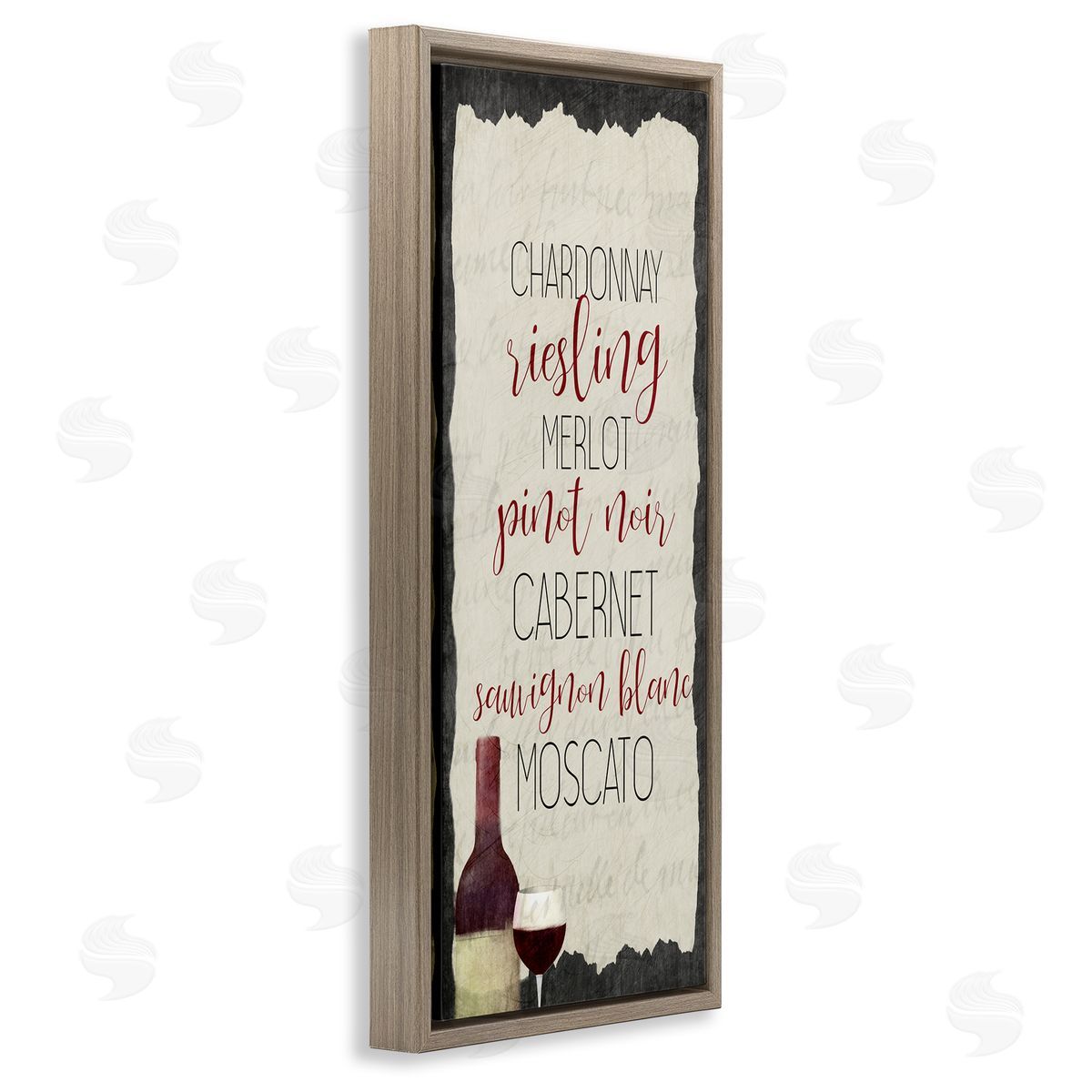 Country Kitchen Wine List Brown Floating Frame Canvas Wall Art, Home Decor by Kim Allen