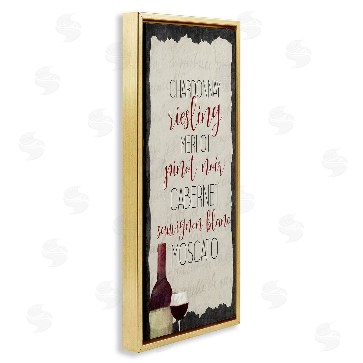 Country Kitchen Wine List Gold Floating Frame Canvas Wall Art, Home Decor by Kim Allen