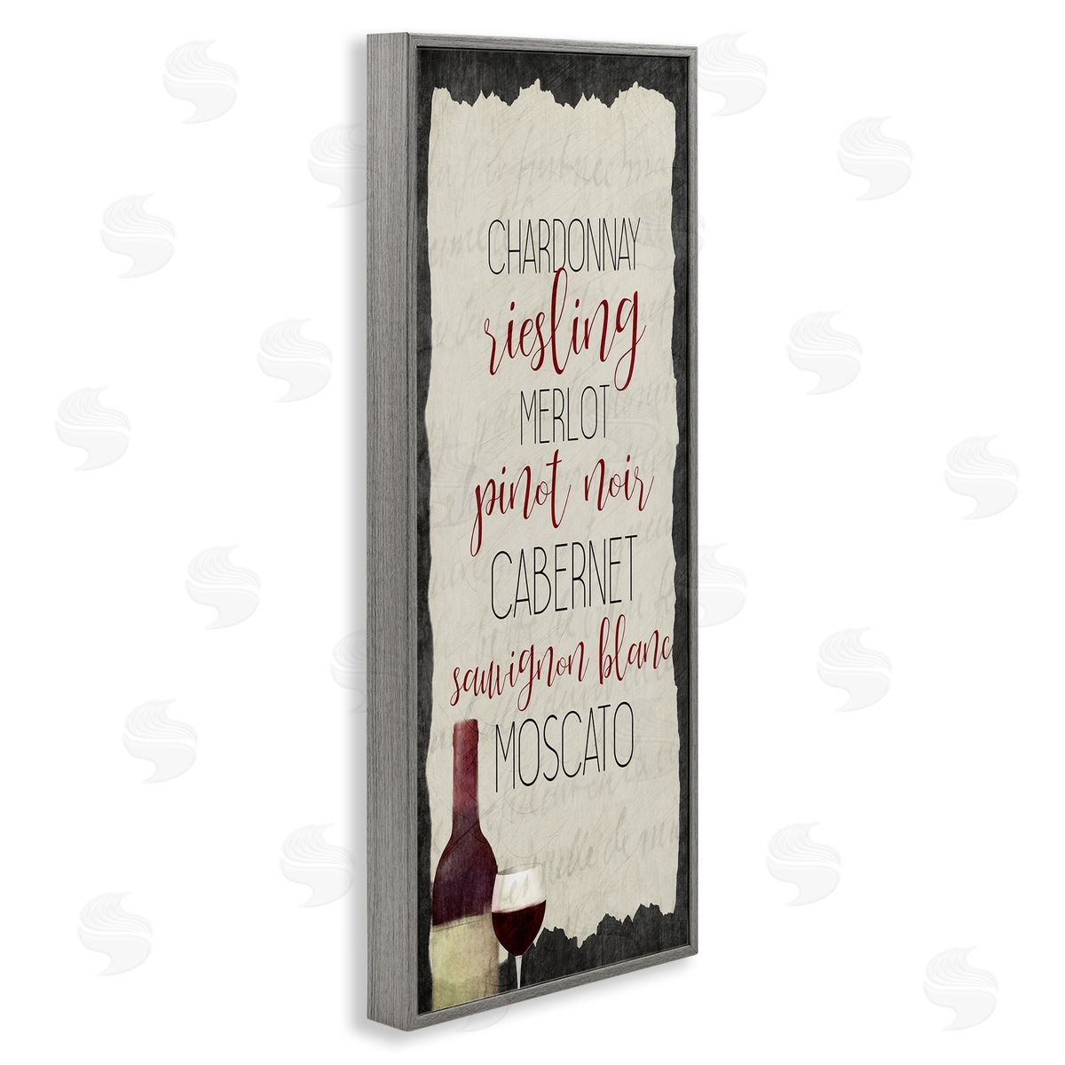 Country Kitchen Wine List Grey Frame Print Wall Art, Home Decor by Kim Allen