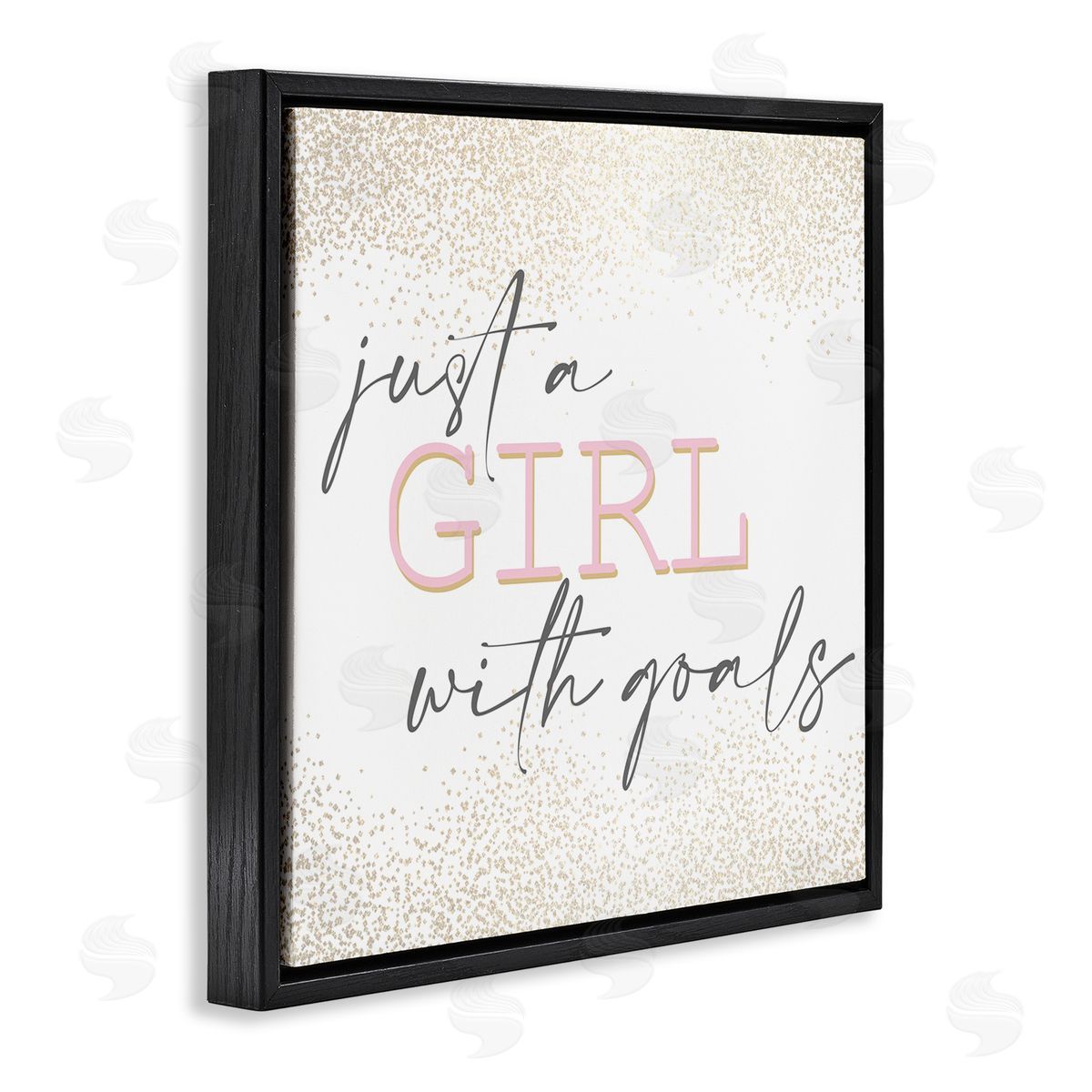 Kim Allen Girl With Goals Glamourous Sparkle Black Floater Frame Canvas Art