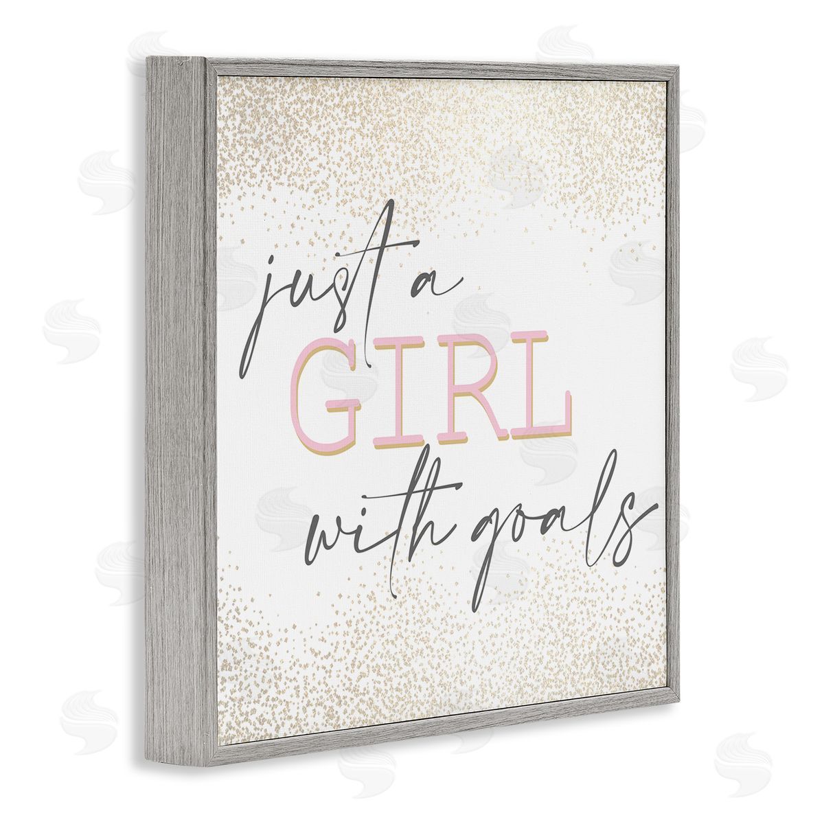 Kim Allen Girl With Goals Glamourous Sparkle Gray Framed Giclee Wall Art