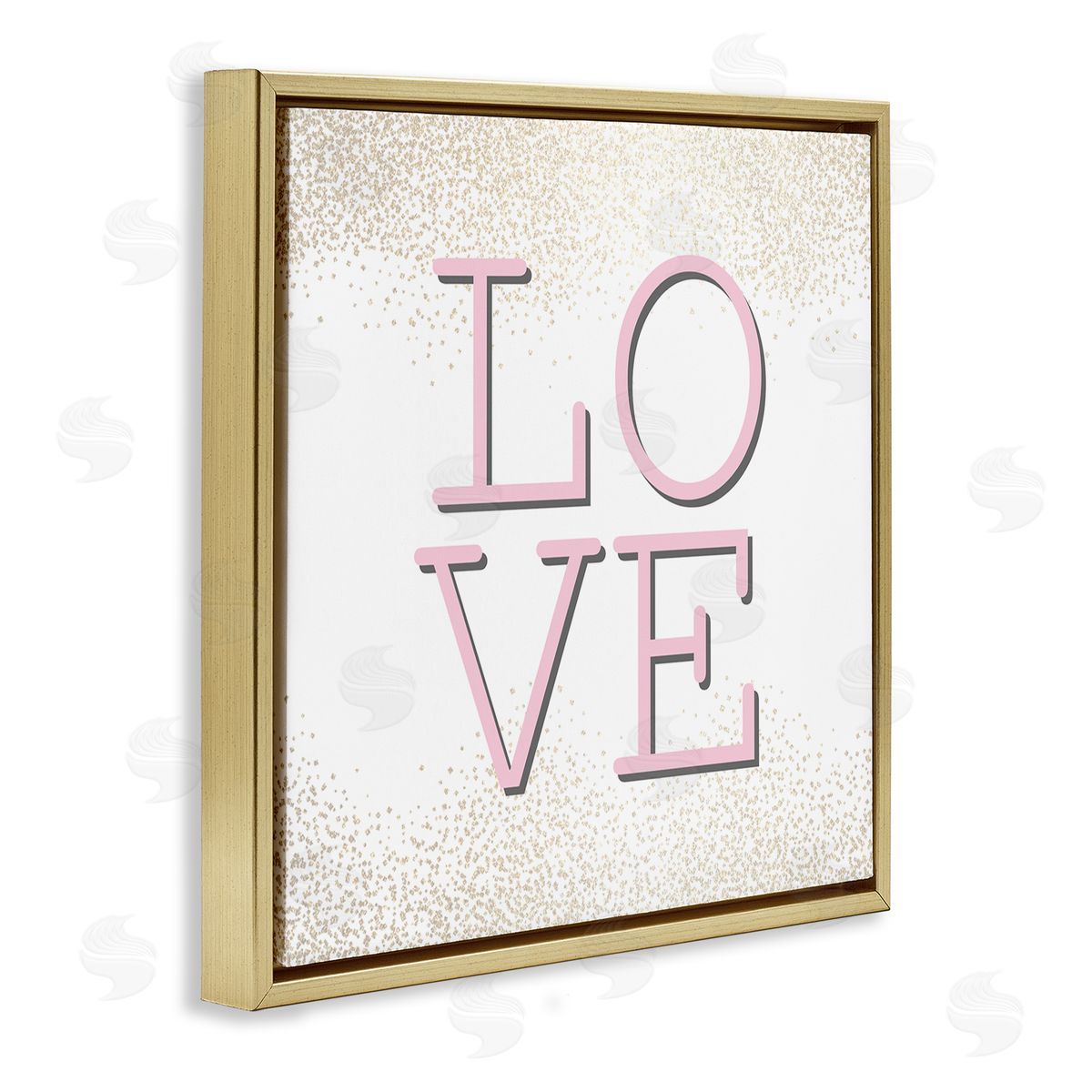 Kim Allen Pink Love Glam Abstract Sparkle Gold Floater Frame Canvas Art