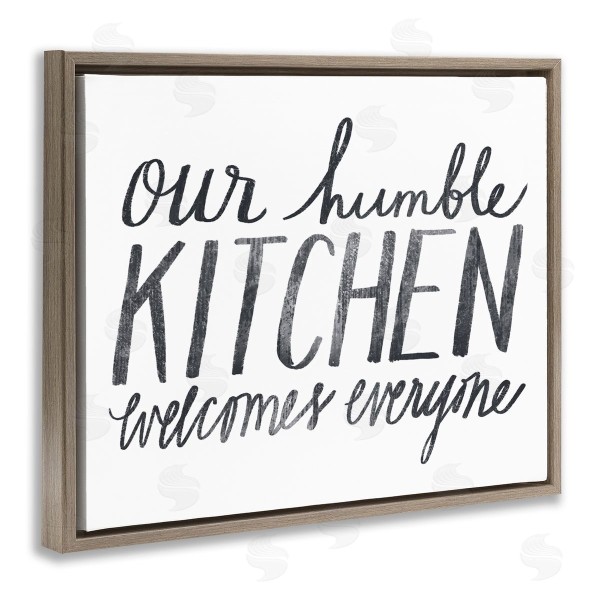 Katie Doucette Our Humble Kitchen Distressed Text Brown Floater Frame Canvas Art