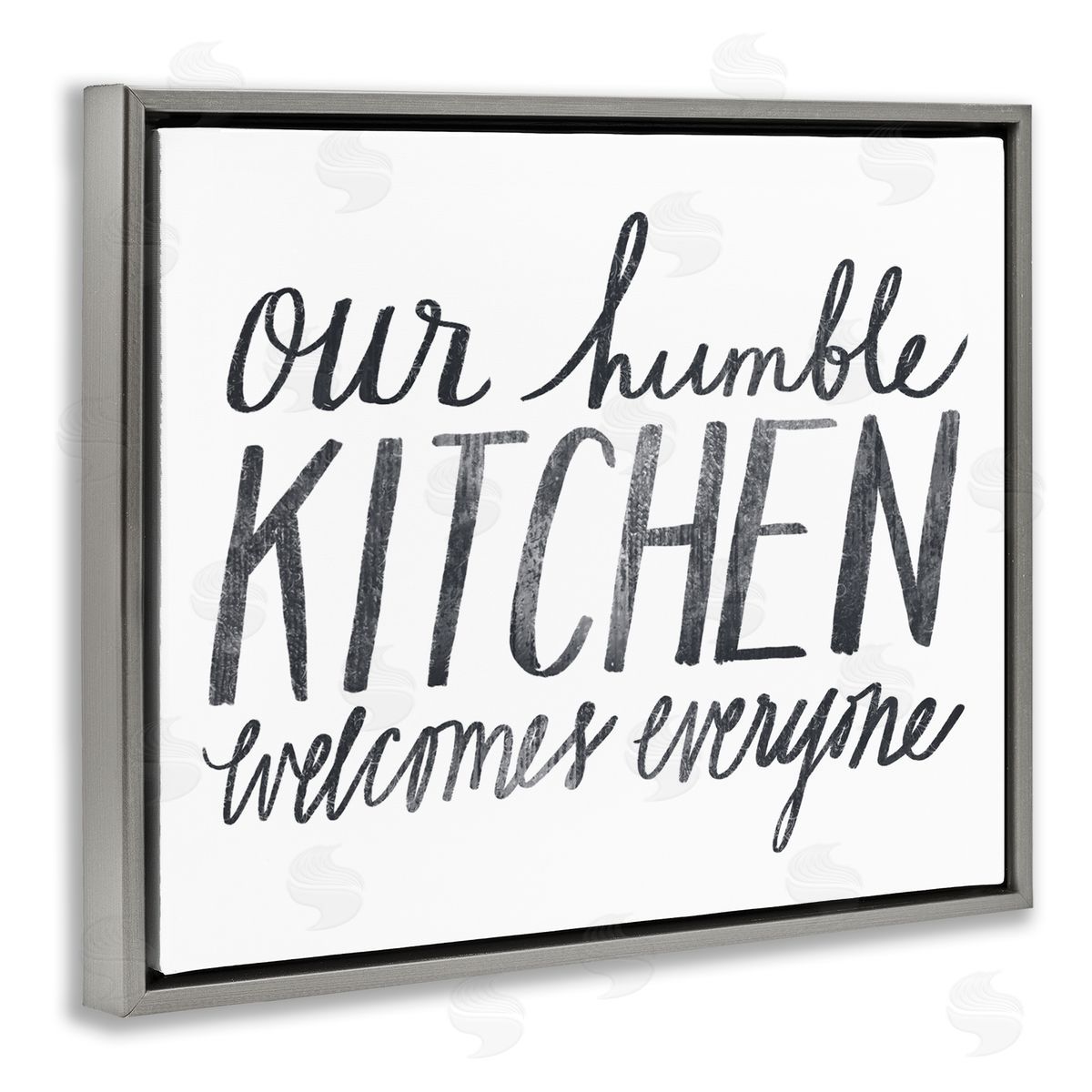 Katie Doucette Our Humble Kitchen Distressed Text Gray Floater Frame Canvas Art
