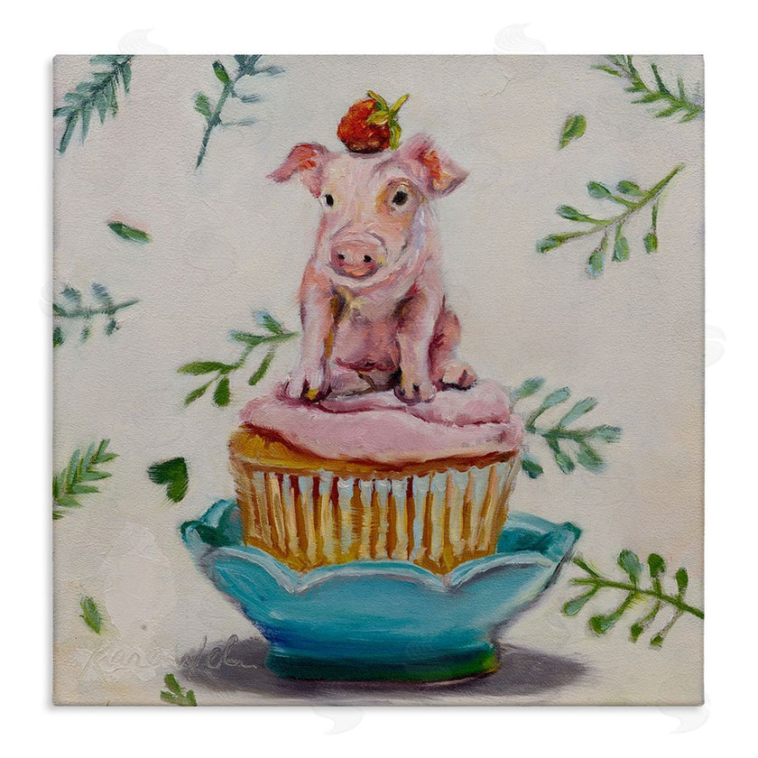 Karen Weber Fine Art | Teacup Pig on Cupcake