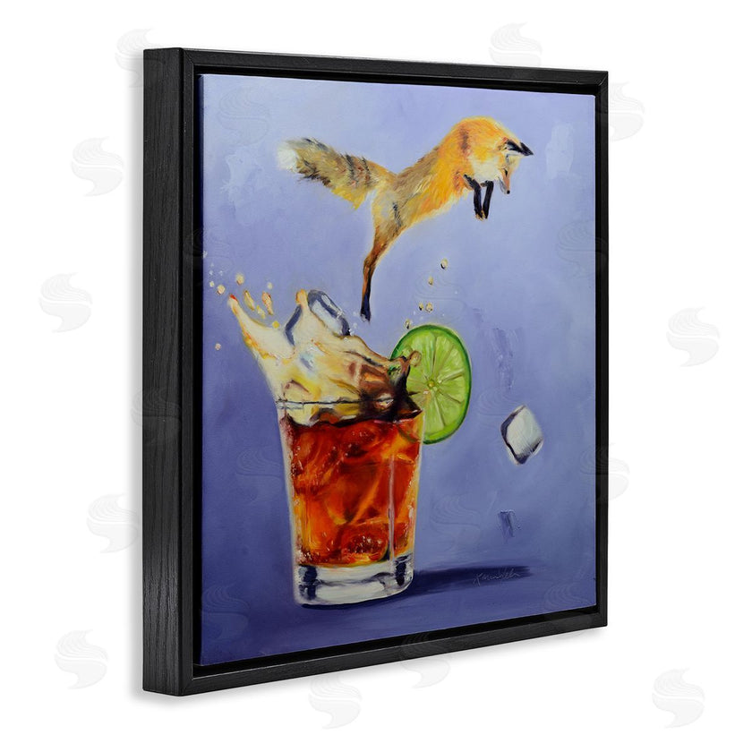 Karen Weber Fine Art | Fox Leaping Vintage Cocktail Painting