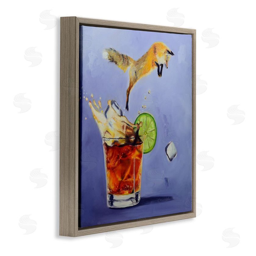 Karen Weber Fine Art | Fox Leaping Vintage Cocktail Painting