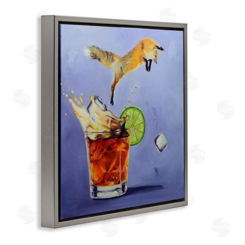 Karen Weber Fine Art | Fox Leaping Vintage Cocktail Painting
