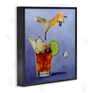Karen Weber Fine Art | Fox Leaping Vintage Cocktail Painting