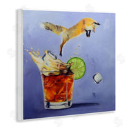 Karen Weber Fine Art | Fox Leaping Vintage Cocktail Painting