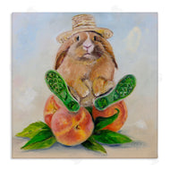Karen Weber Fine Art | Adorable Bunny Rabbit on Peach