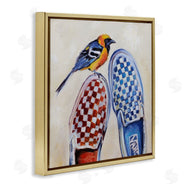 Karen Weber Fine Art | Oriole Bird on Vintage Checkered Sneakers